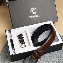 ZEVORA Men Leather Belt Keychain & Pen-image-55