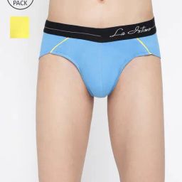 La Intimo Blue & Yellow Comfort Fit Briefs - Pack Of 2-image-73