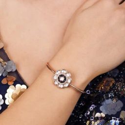 Zaveri Pearls Navy Blue Rose Gold Dazzling Crystal Cubic Zirconia Contemporary Bracelet for Women-image-17