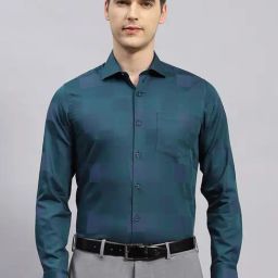 Monte Carlo Green Regular Fit Checks Shirt-image-49