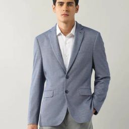 Arrow Blue Slim Fit Self Pattern Blazer-image-80