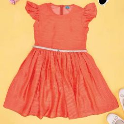 YU by Pantaloons Kids Orange Striped Dress-image-35