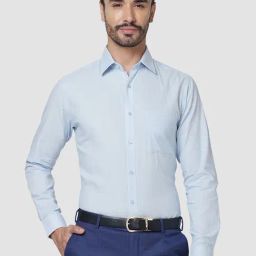 Raymond Light Blue Slim Fit Self Design Shirt-image-79