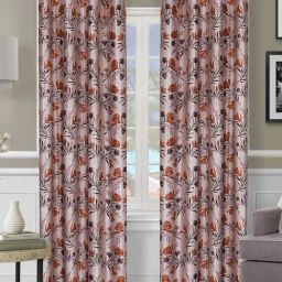 Romee Brown Polyester Floral Curtains and Sheers-19