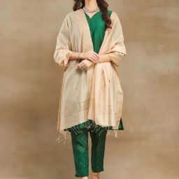 Fabindia Beige Woven Pattern Dupatta-picture-20