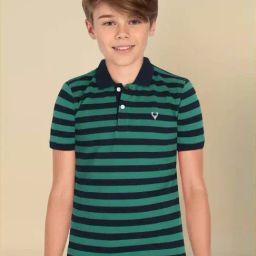 Allen Solly Boys Navy & Green Striped T-shirt-27