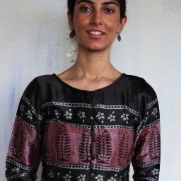 Chidiyaa Mala Black Hand Blockprinted Mashru Silk Blouse-picture-22