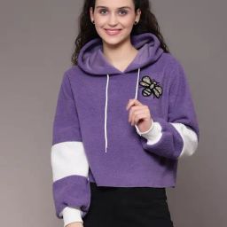 KASSUALLY Purple Embellished Hoodie-34