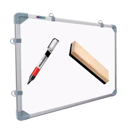 EDUWAY Melamine Non-Magnetic Kunj Double-Sided Board with Marker & Duster Combo White & Green 46x61 cm (1.5x2 Ft.)-image-6