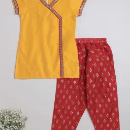 The Magic Wand Kids Mustard & Maroon Embroidered Kurta Set-image-64
