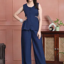 SOUNDARYA Embroidered Pure Cotton Top With Trousers Co-Ords-picture-45