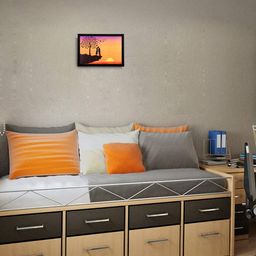 eCraftIndia Multicoloured Love On Cliff Satin Matt Textured Framed Artwork-image-45