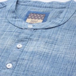 Taavi Indigo Hand Block Checked Kurta image 5