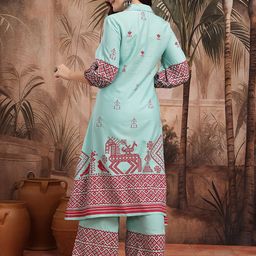 Sangria Geometric Print Regular Kurta with Trousers image 4