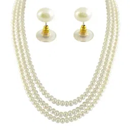 Sri Jagdamba Pearls Golden & Silver Alloy Necklace Set-image-91