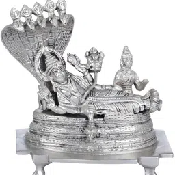 Exotic India Silver-Toned Sheshasayi Vishnu Religious Idol Showpiece-image-89