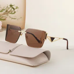 HASHTAG EYEWEAR Unisex UV Protected Lens Rimless Square Sunglasses-42