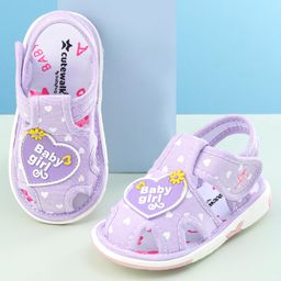 Cute Walk by Babyhug Velcro Closure Sandals Heart Patch - Purple-image-8