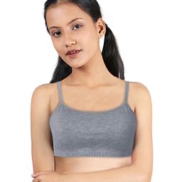 D'chica Sleeveless Double-Layer Thin Strap Cotton Athletic Bras | Non Padded Beginner Bra For Girls Pack Of 1 - Grey-image-69