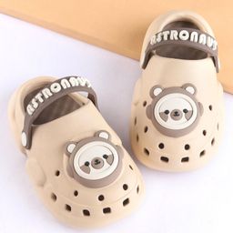 Oh! Pair Back Strap Closure Clogs With Penguin Applique - Khaki-image-3