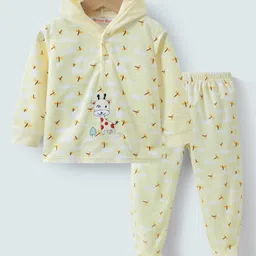 Kookie Kids Full Sleeves Hooded Winter Wear Suit With Giraffe Embroidery - Beige-picture-25
