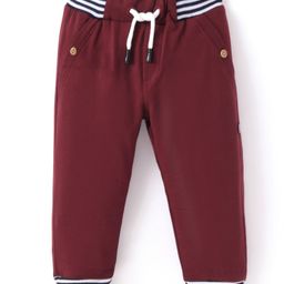 Mini Taurus Cotton Knit Full Length Solid Color Lounge Pant - Maroon-image-1