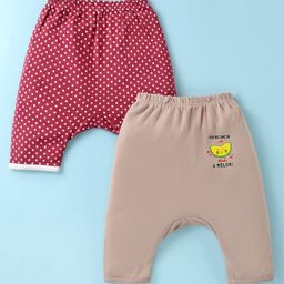 Ben Benny 100% Cotton Interlock Knit  Ultra Comfort Diaper Legging with Polka Dots Print Pack of 2 - Red & Brown-image-80