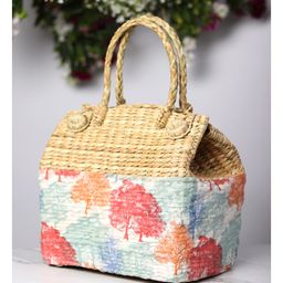 HABEREINDIA Picnic Basket | Lunch Box | Travel Bag | Eco-Friendly Seagrass Basket - Brown-image-88