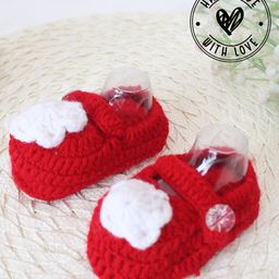 Woonie Crochet Handmade Floral Detailed Booties - Red-picture-35