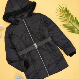 Pantaloons Junior Full Sleeves Solid Quilted Jacket - Jet Black-picture-13