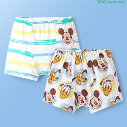 Babyoye Disney Lycra Knit Gold Foil Detailing Trunks With Mickey & Friend Graphics Pack Of 2 - White-image-92
