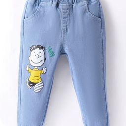 Mark & Mia Cotton Lycra Full Length Denim Jeans With Graphics Print Detailing - Light Blue-image-30