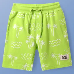 Pine Kids Looper Knit Above Knee Length Shorts With Tropical Theme Print - Lime Green-picture-10