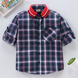 Rikidoos Full Sleeves Checked Shirt - Navy Blue-picture-35
