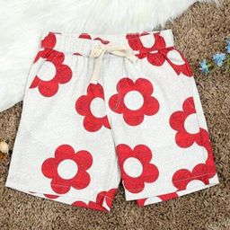 The Lion and the Fish Viscose Floral Printed Shorts - Hibiscus Red-image-55