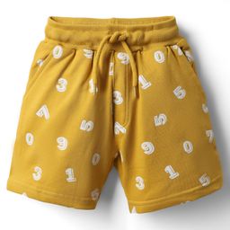 Taeko Single Jersey Knit Knee Length Shorts With Number Print - Golden-image-94