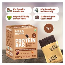 Tots & Moms Kids-Friendly Protein BarChoco & Dates (25g x 6) | 3.5g Protein per Bar | Antioxidant-Rich Cocoa & High-Fiber Oats | No Maida, Refined Sugar, or Preservatives-4