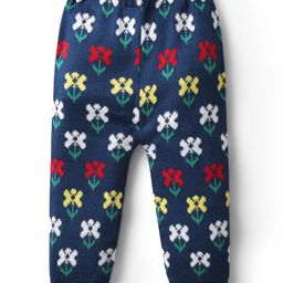 Babyhug Knit Full Length Woollen Pants with Floral Design - Navy Blue-picture-14