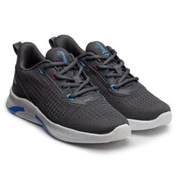 asian Mesh Detailed & Colour Blocked With Lace Up Running Shoes - Grey & Maroon-image-96