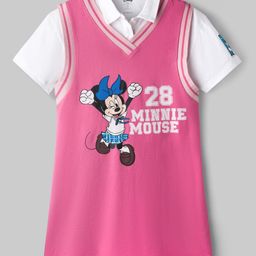 Ollington St. Disney Oversize Half Sleeves Overlapped One Piece Dress With Minnie Mouse Graphics With Collar Detailing - Pink-picture-26