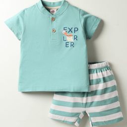 Zero Male Half sleeves Sinker Tshirt and Bottomwear D.Green & Stripe M-picture-27