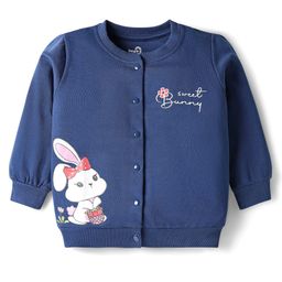 Doodle Poodle 100% Cotton Knit Full Sleeves Sweatjacket With Bunny Print - Navy Blue-picture-10