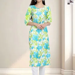 HERE&NOW Selection Of 2 Floral Printed Round Neck Straight Kurta-image-27