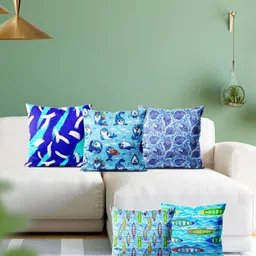 ArtzFolio Multicoloured Set of 5 Velvet Square Cushion Covers-19