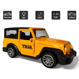 NEGOCIO Metal Thar Toy Car 1:32 Die-cast Pull Back Model Car with Light & Sound Toy Vehicle Cars for Kids- PACK OF 1- COLOR MAY VARY image 2