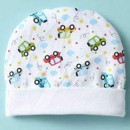 Ben Benny Interlock Knit Vehicles Printed Cap Mitten & Booties Set White - Diameter 10 cm image 3