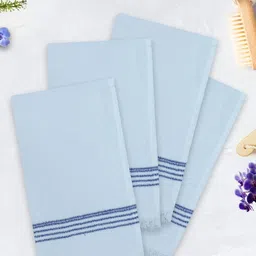 HOME COLORS.IN Unisex Pack Of 4 Blue 210 GSM Striped Hand Towels-12