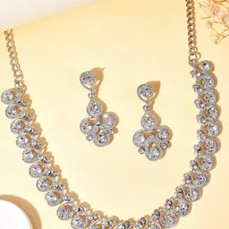 Anouk Silver Plated American Diamond Studded Jewellery Set-51