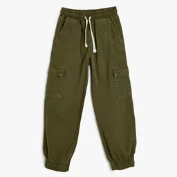 Koton Boys Solid Cargo Joggers Trousers-image-98