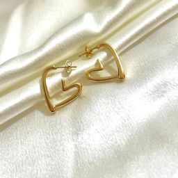 ANAMIKA Heart Shaped Anti Tanish Half Hoop Earrings-picture-23